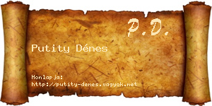Putity Dénes névjegykártya